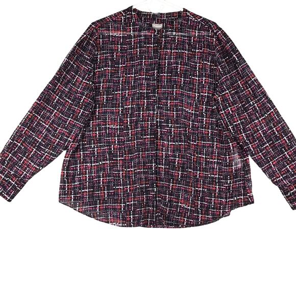 Chicos Top Size XL/16 Multi Color Sheer Long Sleeve Button Up Shirt Polyester - Picture 4 of 16